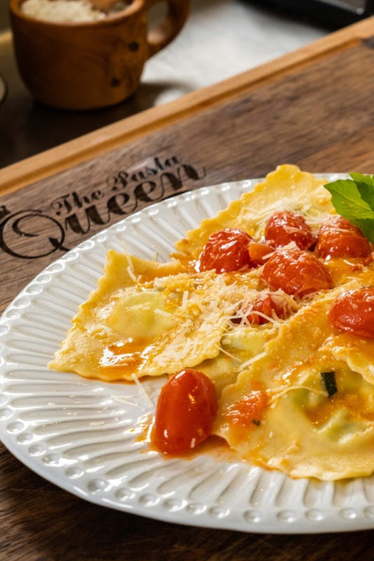 Homemade Spinach and Ricotta Ravioli with Fresh Tomato Sauce